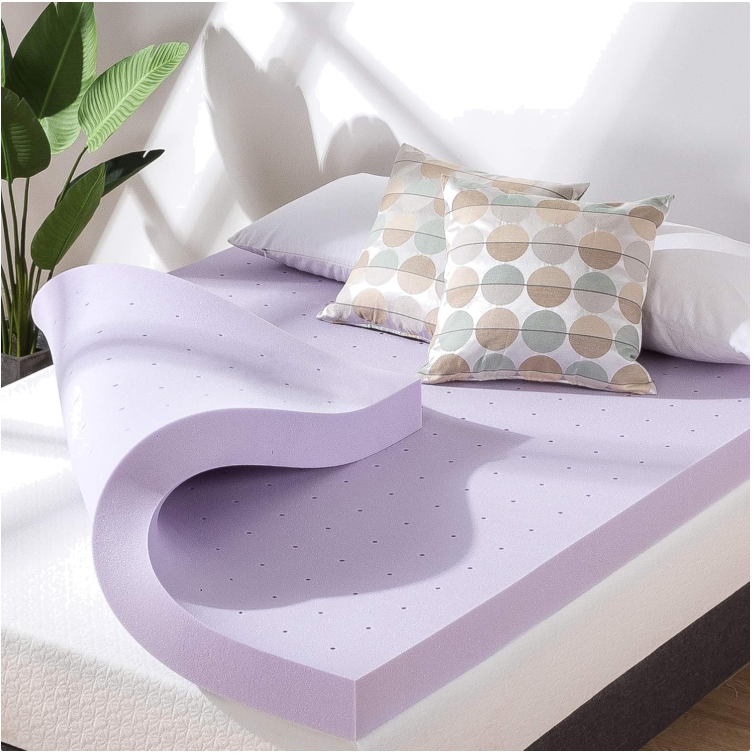 4-Inch CertiPUR Lavender Infused Memory Foam Topper - Queen Size Comfort Upgrade gallery