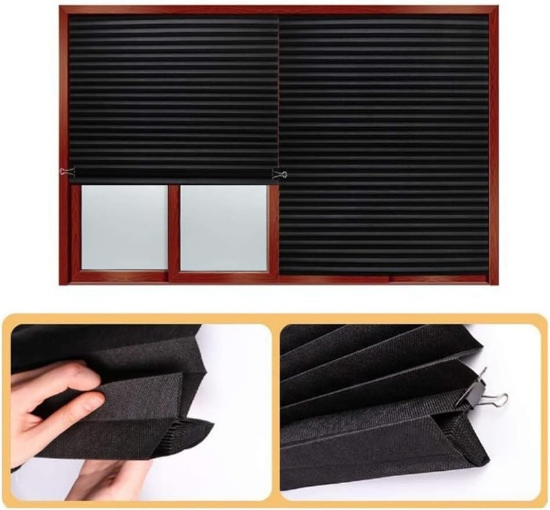 2 Pack Temporary Blackout Blinds for Window, Self Adhesive Pleated Cordless N... gallery
