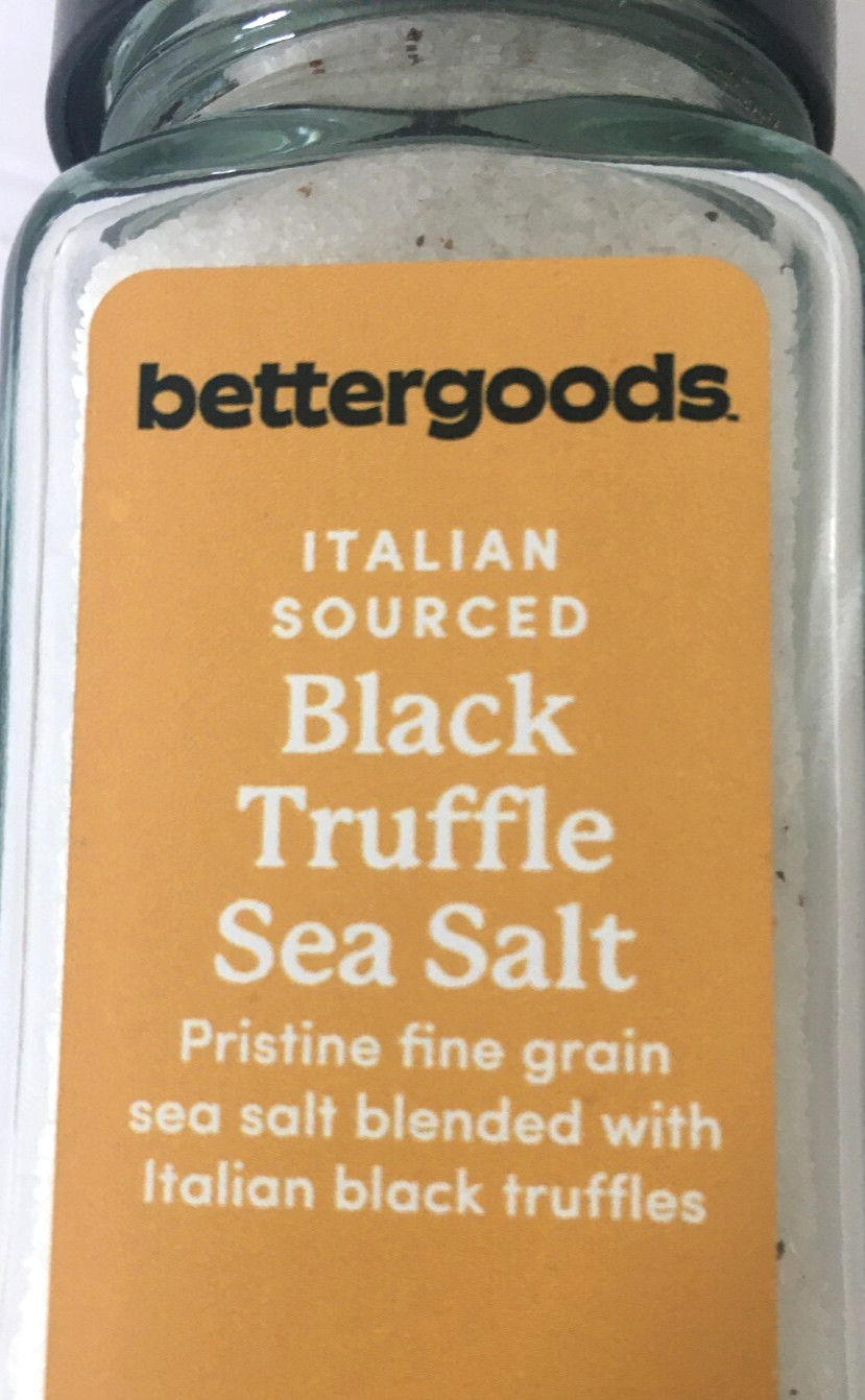 Black TRUFFLE SALT Italian Sourced Fine Grain Sea Salt - 3.8 oz Glass Jar New gallery