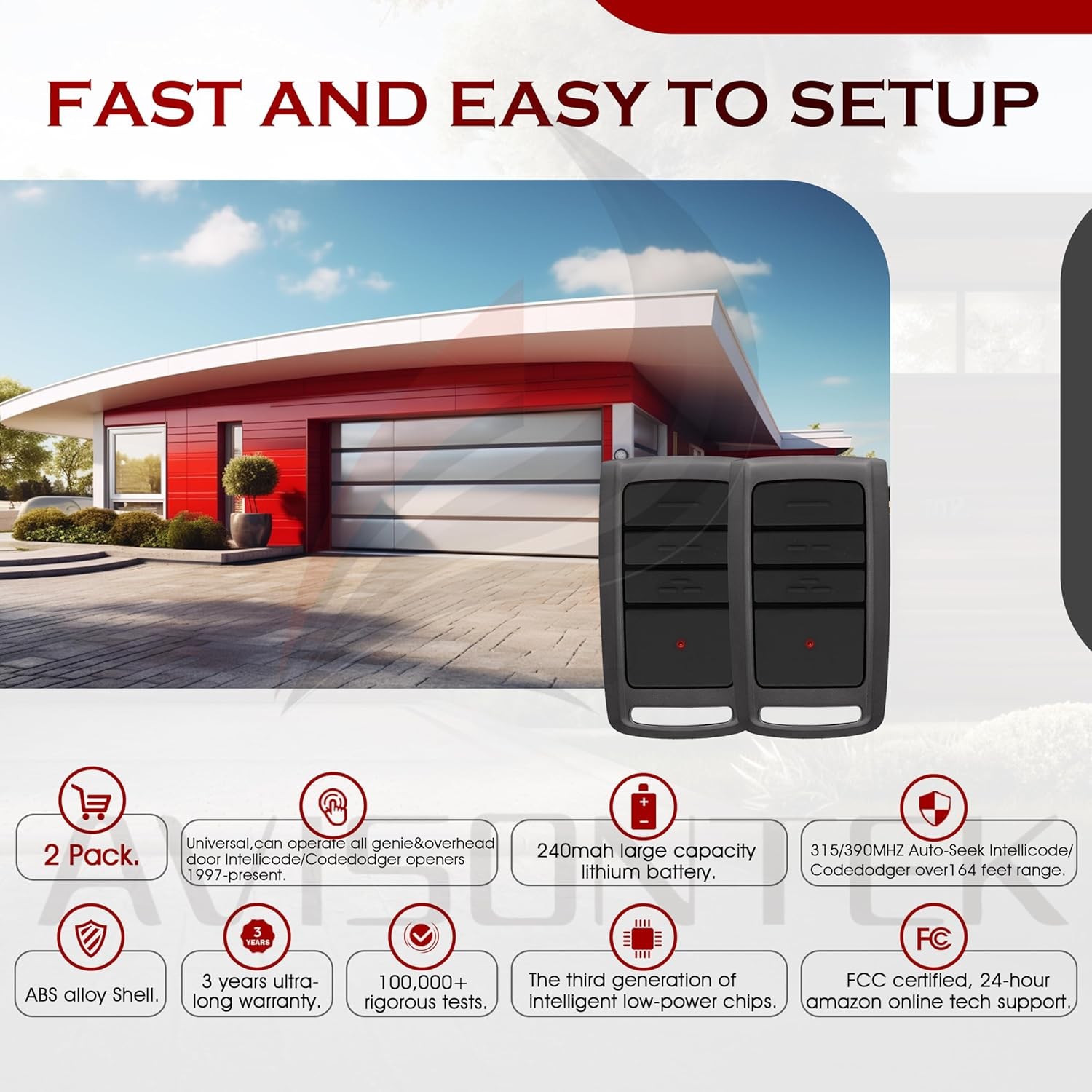 2pcs Overhead Door Garage Door Opener Remote O3T-BX O3T-A, Auto 3 Year Warranty gallery