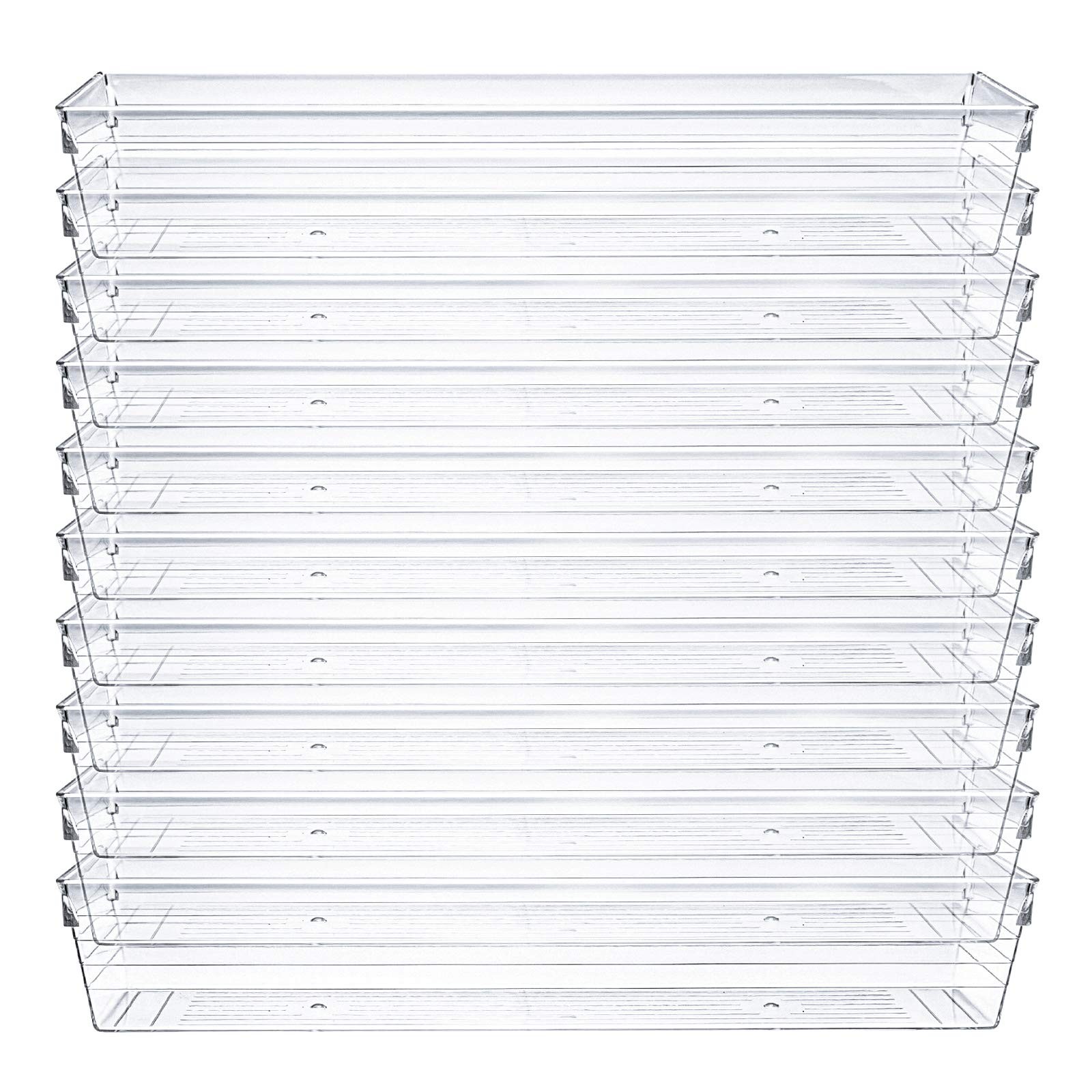 10 Pack 12 x 3 x 2 Inch Clear Drawer Organizer Trays, Desk Drawer Divider Sto... gallery
