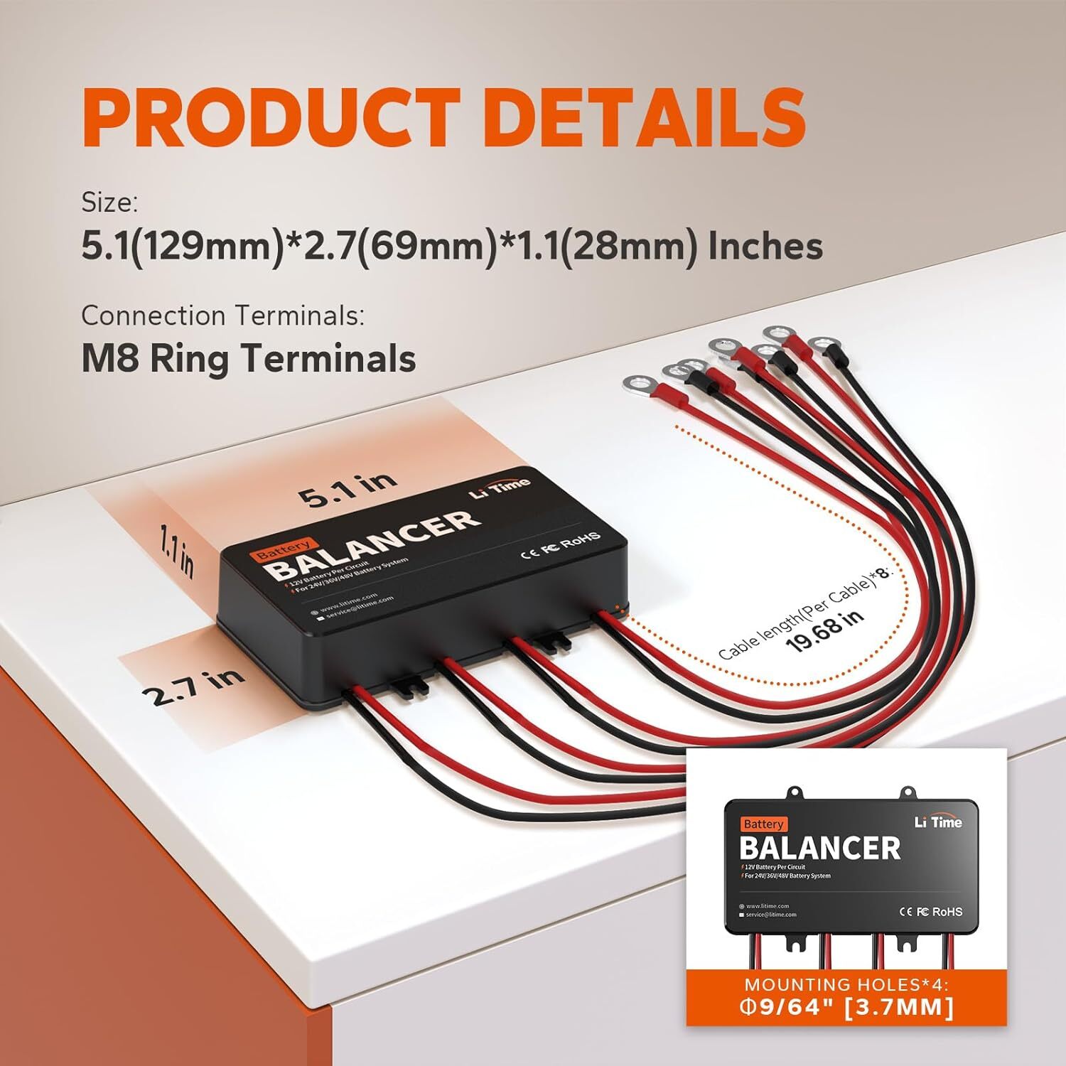LiTime 24V/36V/48V Battery Balancer Equalizer for Lead Acid Gel Lithium battery gallery