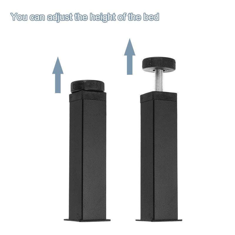 Adjustable Height Center Support Leg 6" Bed Support Legs Black gallery