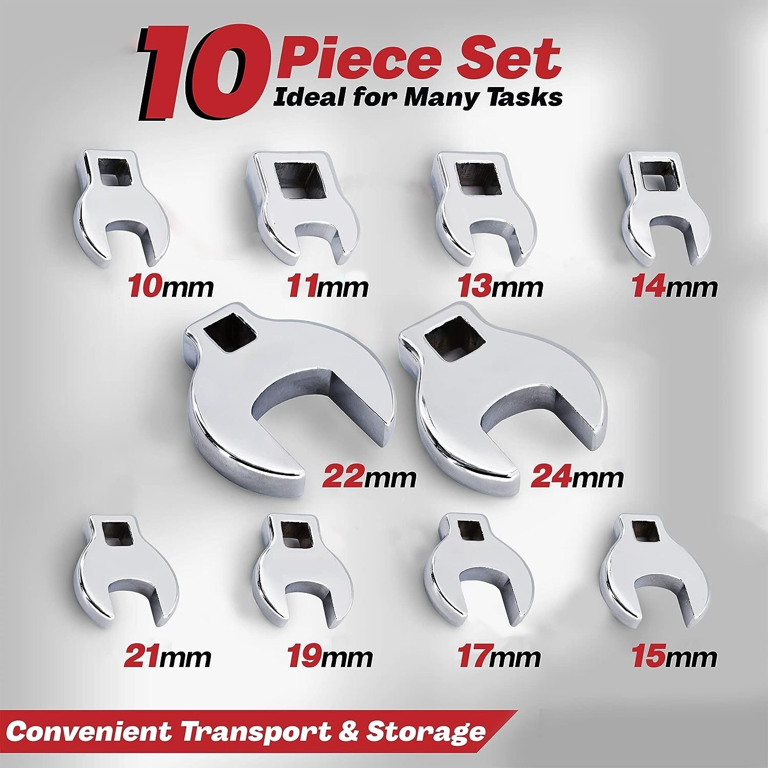 10-Pc 3/8" Dr Crows Foot Wrench Set (MM) 10-24MM, ACWCF10M gallery