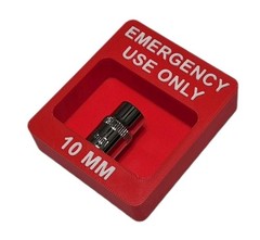 Emergency Use Only 10mm Socket Holder Tool Box Magnet 3/8″ 3D Printed