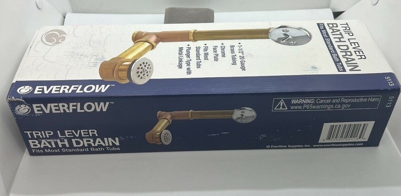 Everflow Trip Lever Bath Drain Chrome Face Plate 1 1/2'' 20 Gauge Brass Tubing gallery
