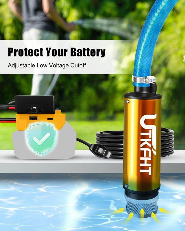 Mini Water Pump Compatible with Dewalt 20V Battery, 500GPH Draw Water Pump with gallery
