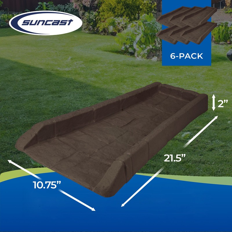 Suncast Outdoor Decorative Rain Gutter Downspout Splash Block, Java (6 Pack) gallery