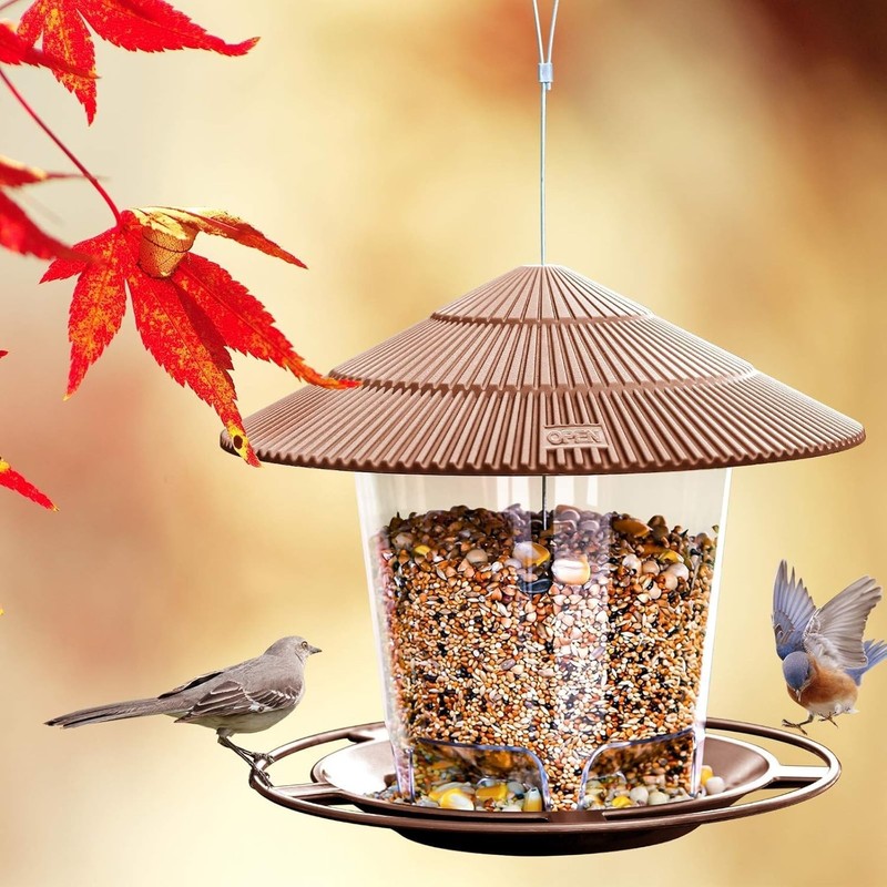 Hanging Bird Feeder Squirrel Proof for Outdoor Wild Bird Seed, Brown gallery
