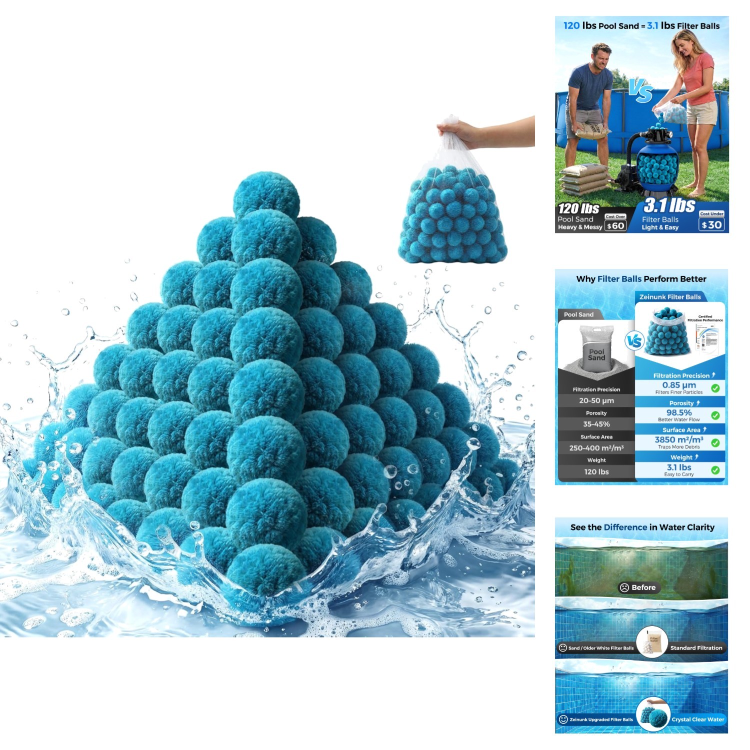 Pool Filter Balls Replaces 120 lb Sand Above Ground Swimming Pump Media Reusable gallery