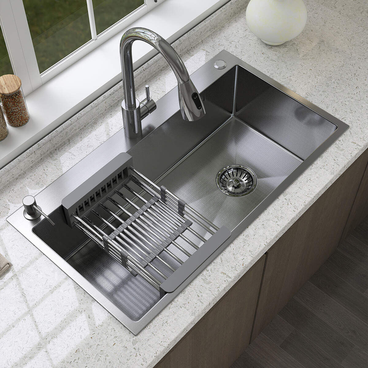 Drop In Kitchen Sink Stainless Steel Single Bowl Sinks with Faucet 28/30/32 Inch gallery