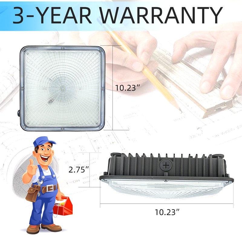 LED 70W Canopy Outdoor Garage Ceiling Light 5500K Gas Station 5400 lumen 2-Pack gallery