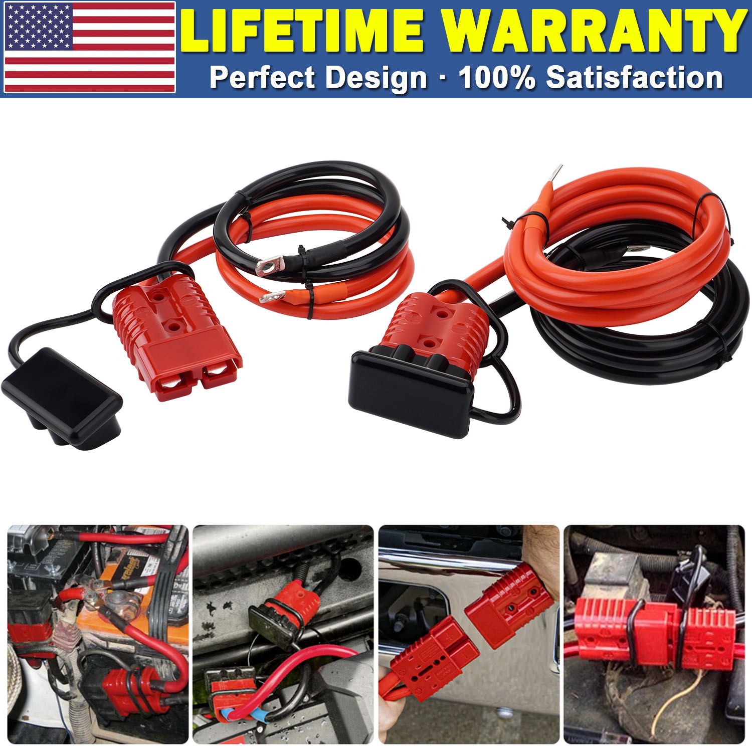 7FT Quick Disconnect Winch Power Cable, 4 AWG 4 Gauge Wiring For Winch Trailer gallery