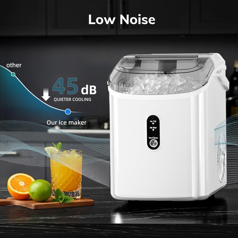 Portable Countertop Ice Maker - Soft Chewable Pellet Ice, Self-Cleaning, 34Lbs/D gallery