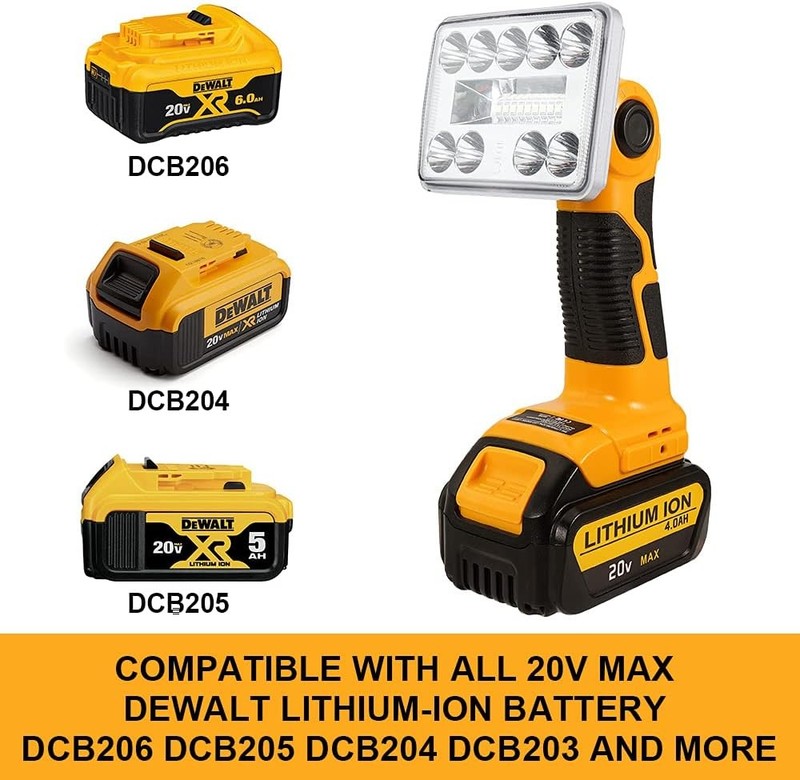 1000LM LED Flashlight Spotlight LED Work Light for DeWalt 20V MAX Li-ion Battery gallery