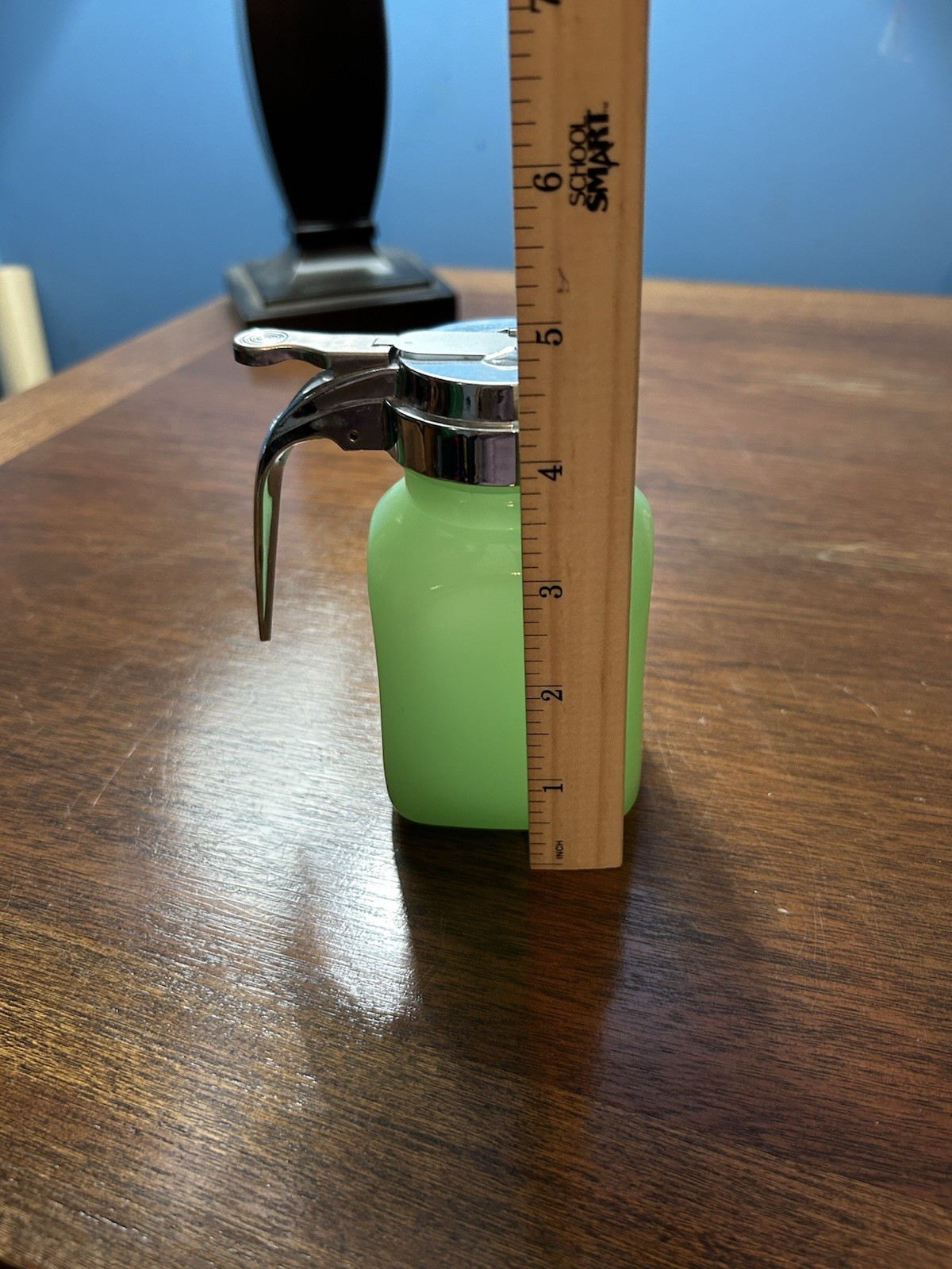 TableCraft Jadeite Glass Syrup Dispenser 6 oz 2.25 x 4.75 Green Glass gallery