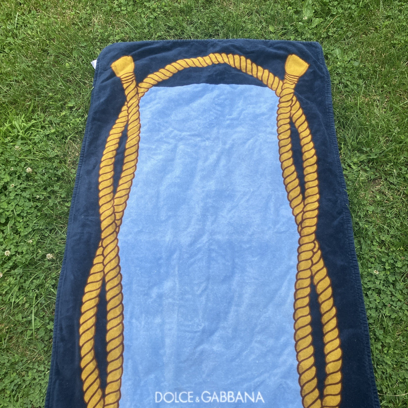 DOLCE & GABBANA Light Blue Nautical Logo Summer Beach Towl 32" x 58” gallery