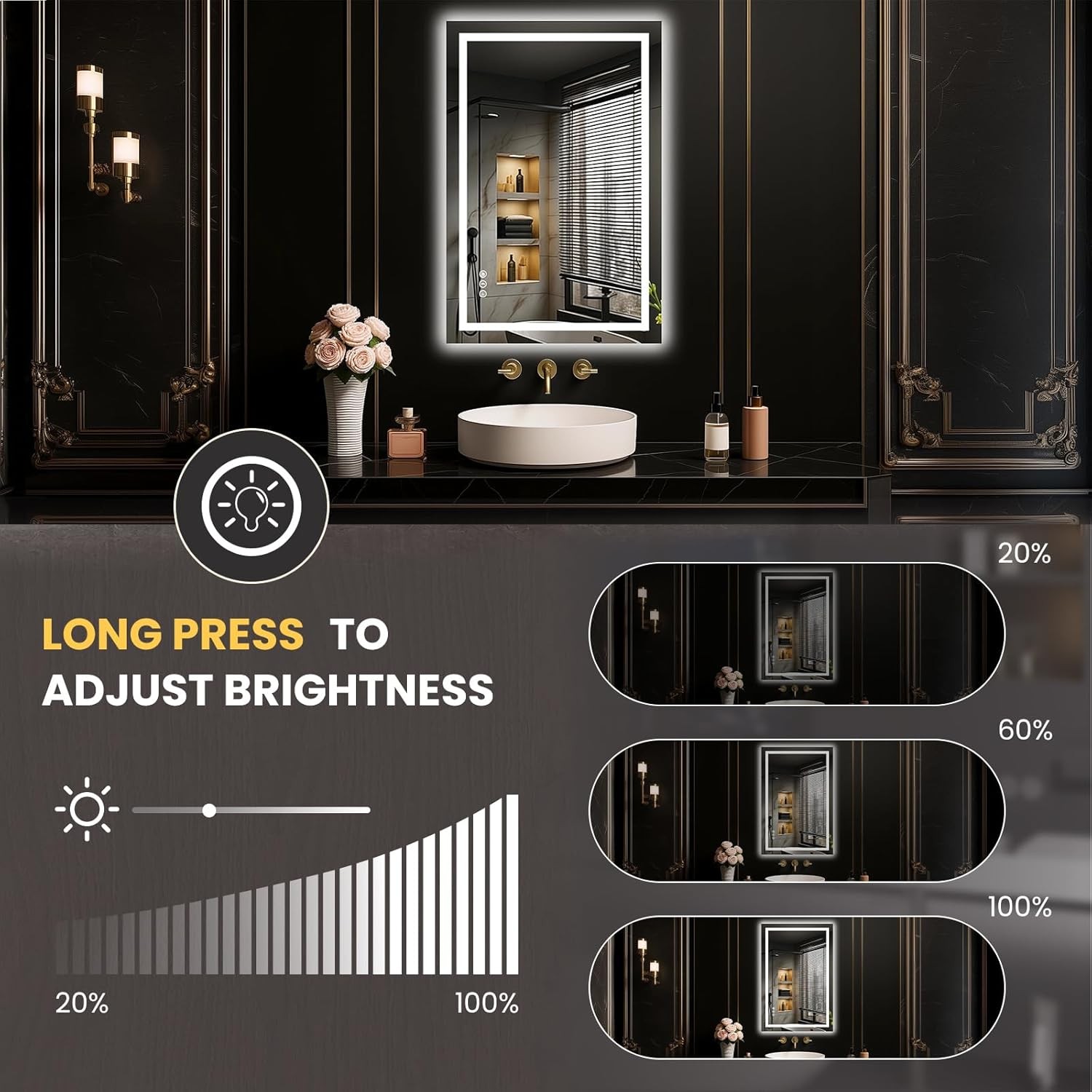 " Mirror for Bathroom, Lighted Bathroom Mirror with Lights gallery