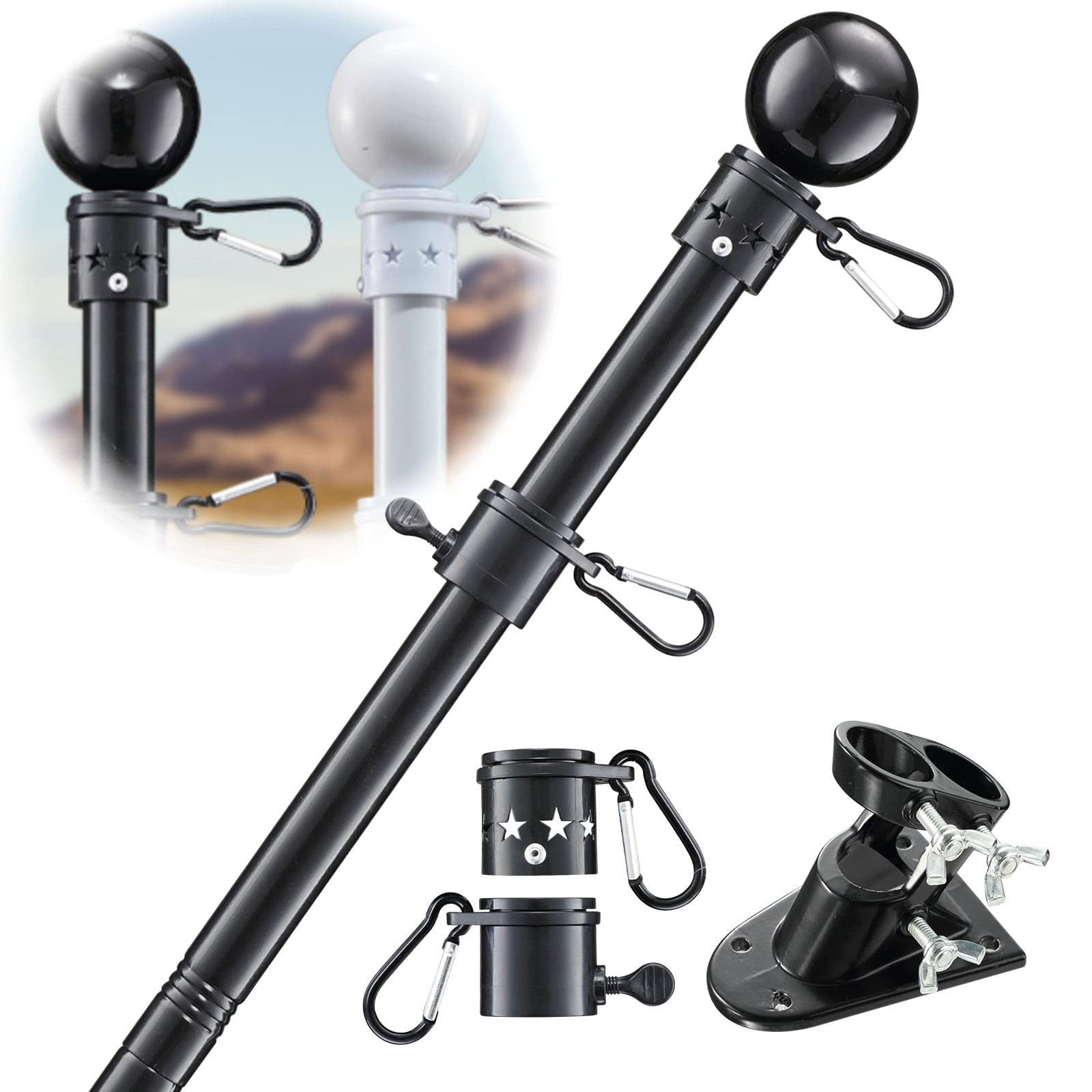 Flag Pole Holder for outside House - 5Ft Stainless Steel Heavy Duty Flagpole Kit gallery