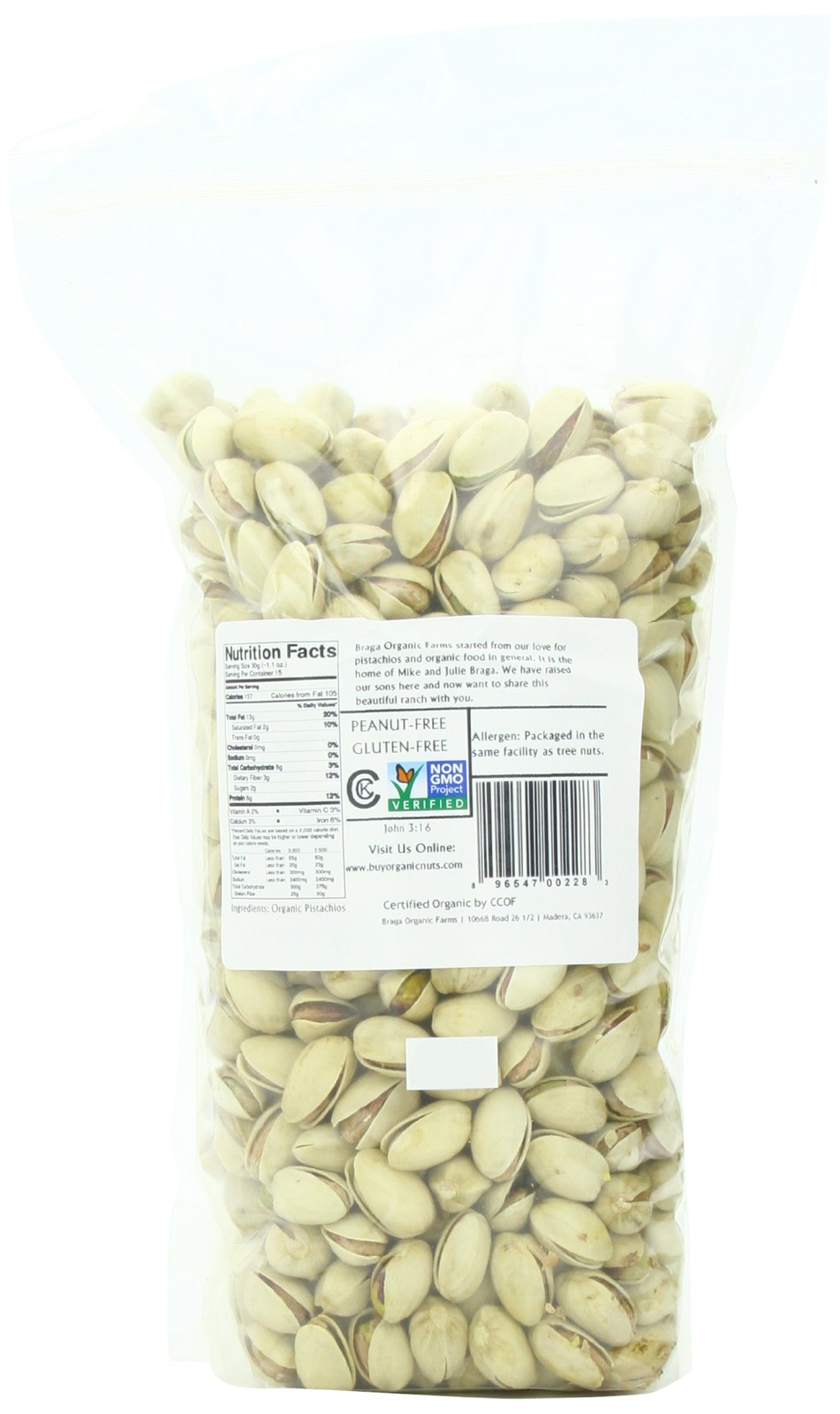 Organic Raw Inshell Pistachios 2 lb. bag gallery