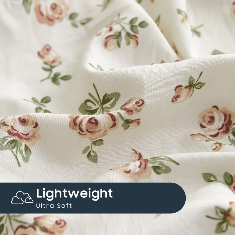 Wake In Cloud Floral Bed Sheets, 4Piece Sheet Set, Shabby Chic Flower Rose P... gallery