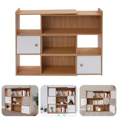 3-tier Bookshelf Stretchable Bookcase Modern Log Color Bookshelf For Home Office