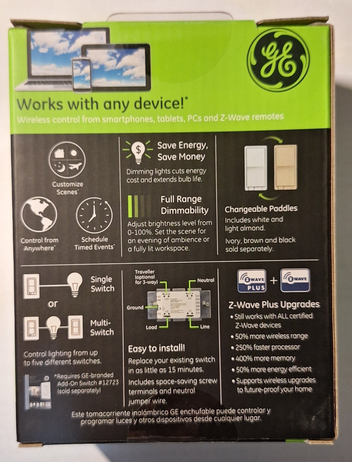 GE Z-Wave Plus In-Wall Smart Dimmer Switch App Control White/Light Almond ZW3005 gallery