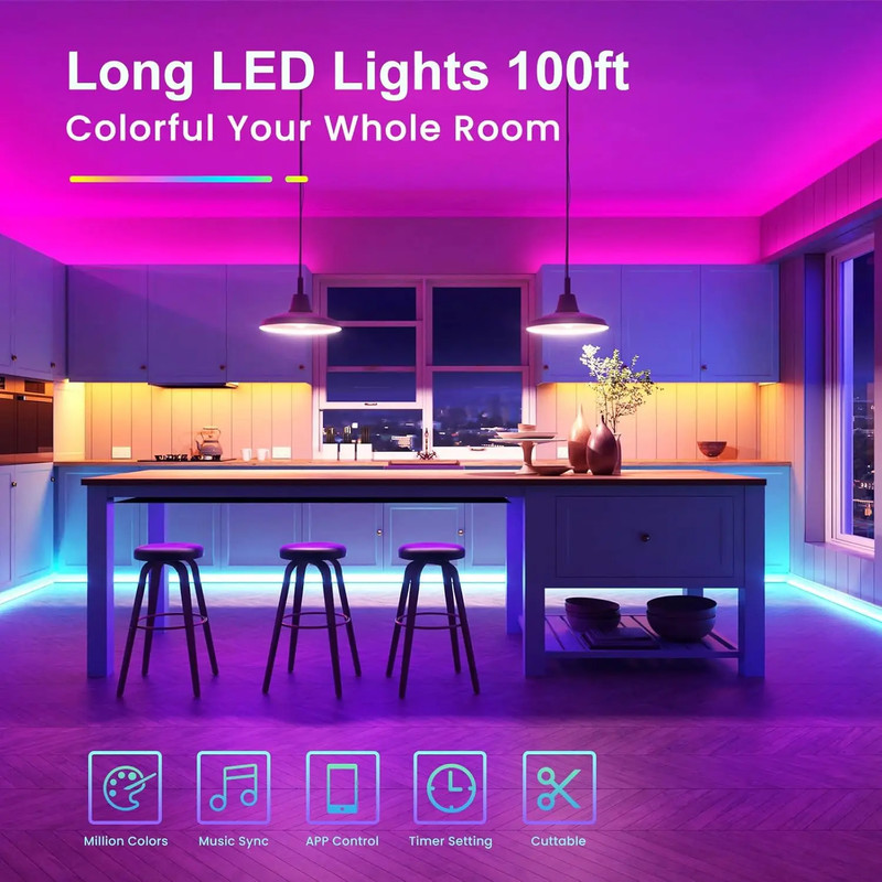 RGB LED Strip Light SMD 5050 USB Remote&App Control Bluetooth Flexible Tape Diod gallery