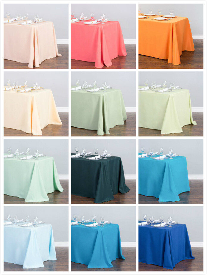 1/10 Pcs 90 x 132 in. Polyester Rectangular Linen Tablecloth Wedding Event Party gallery