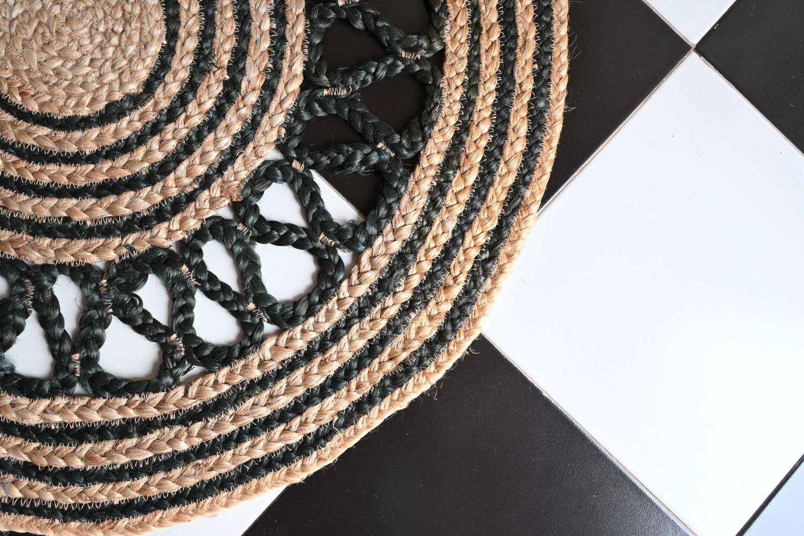 Rugmoda Jute Rug Black & Natural Braided Round 4x4 ft Living Room Area Rug gallery