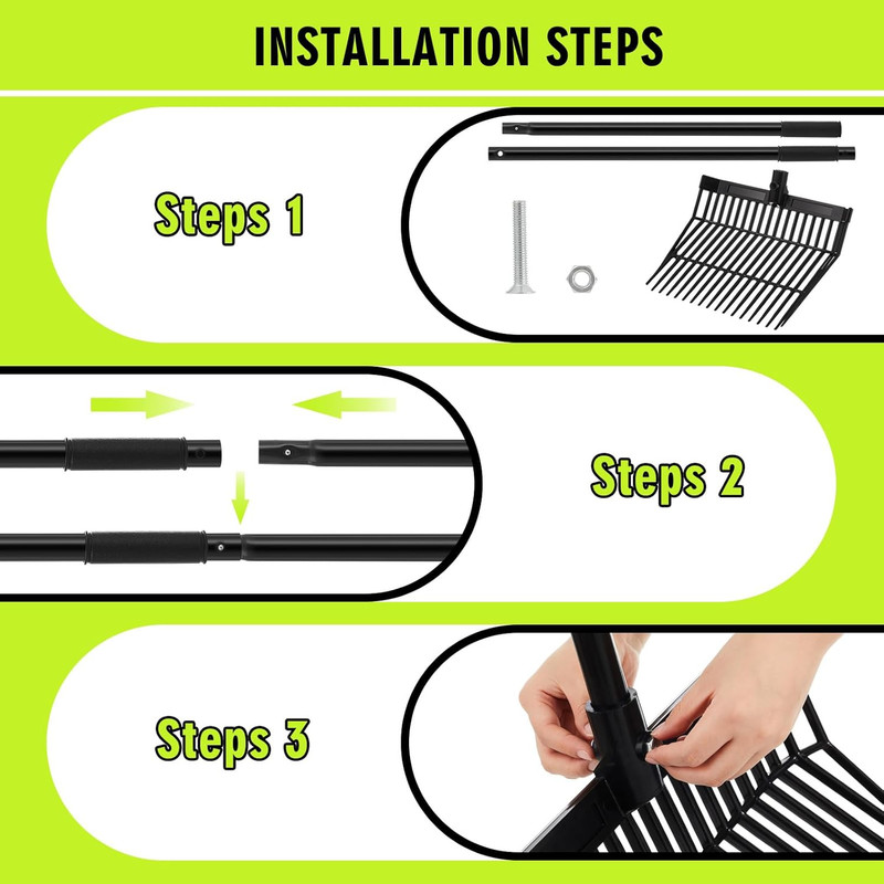 3 Sets Manure Fork with Long Handle, ABS Plastic Head & Metal Handle, Pitch Fork gallery