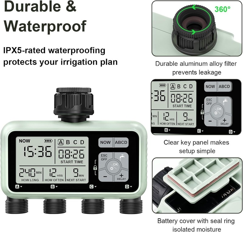 Smart Sprinkler Timer Programmable Water Timer for Garden Irrigation Auto 4 Zone gallery