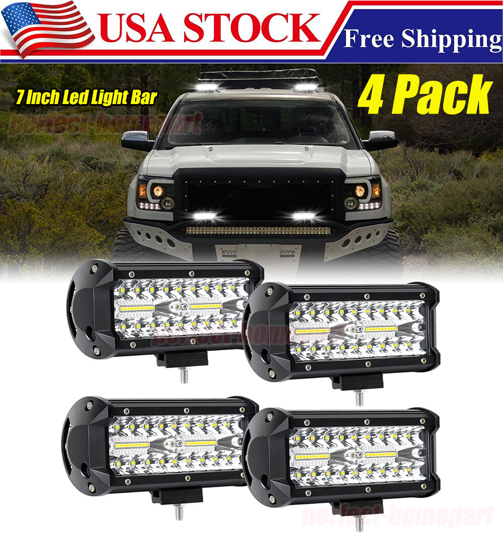 4x 7Inch 20000W LED Work Light Bar Flood Spot Pods Offroad Fog Driving ATV Truck gallery
