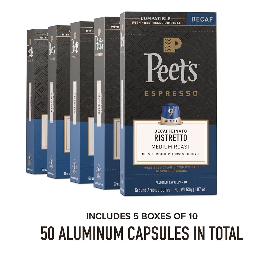 Peet's Coffee Espresso Decaffeinato Ristretto Nespresso Original 50 Capsules NEW gallery