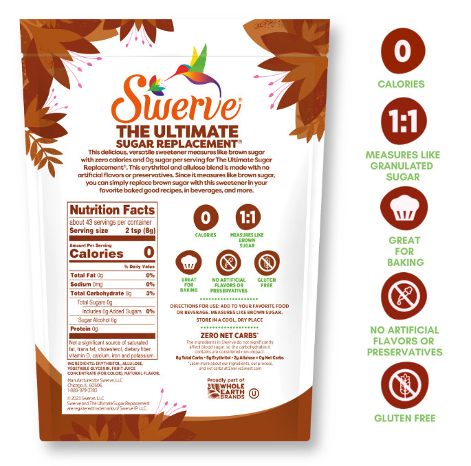 Swerve Ultimate Sugar Replacement Sweetener, Brown Sugar Substitute, Zero Calori gallery