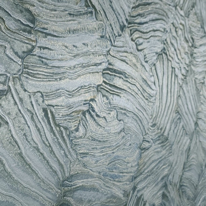 Gray blue gold bronze metallic textured shell tile faux plaster modern Wallpaper gallery