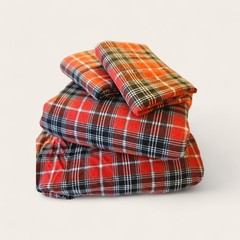Full Size Flannel Sheet Set Ruvanti Black And Red Plaid 100% Cotton Deep Pocket