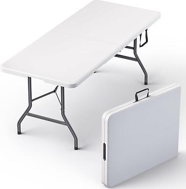 6 feet Plastic Folding Table Card Table Indoor Outdoor Dining Party Outdoor gallery