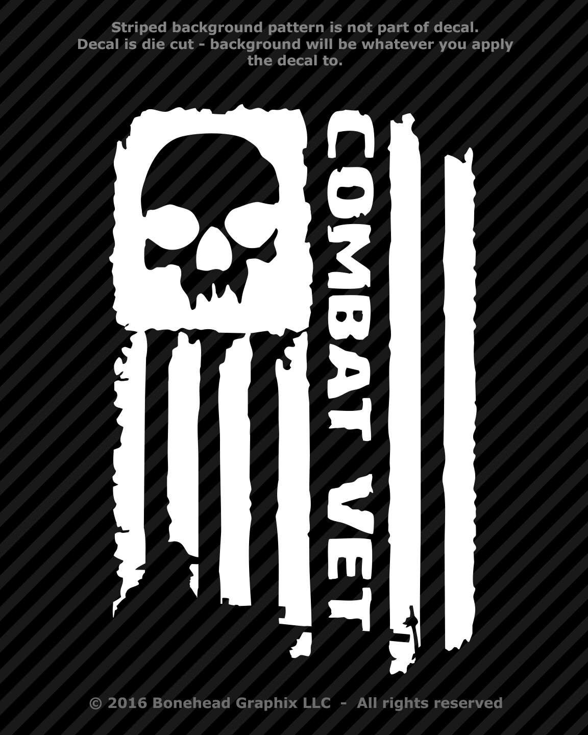 Skull Combat Veteran Flag XS-M Vinyl Decal Military Sticker Window Sticker gallery