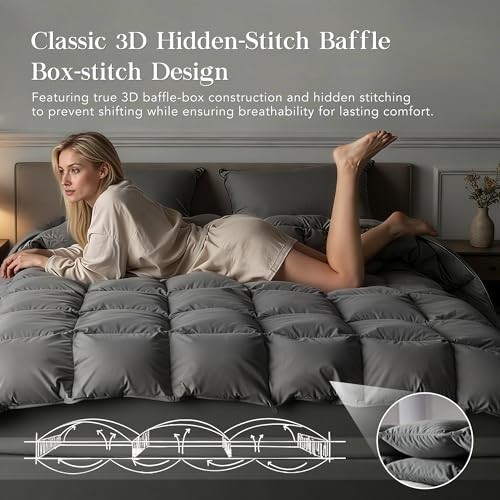 Down Feather Fiber Comforter King King (U.S. Standard) Grey Lightweight gallery