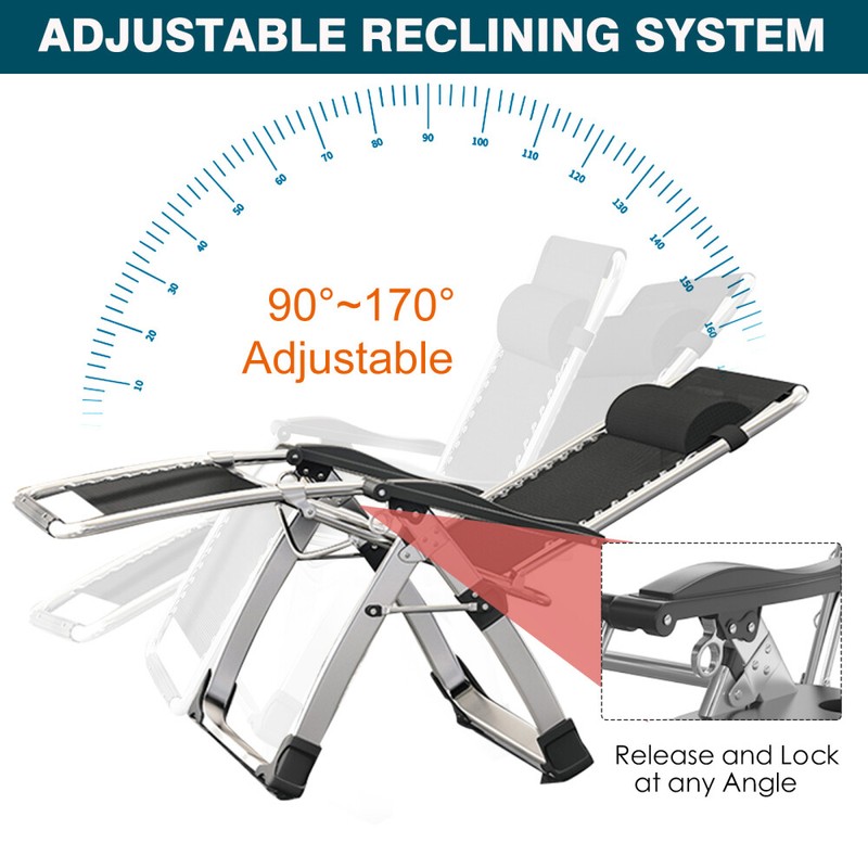 NAIZEA Zero Gravity Chair Folding Reclining Chaise With Pillow+Mat+Arm Cushion gallery