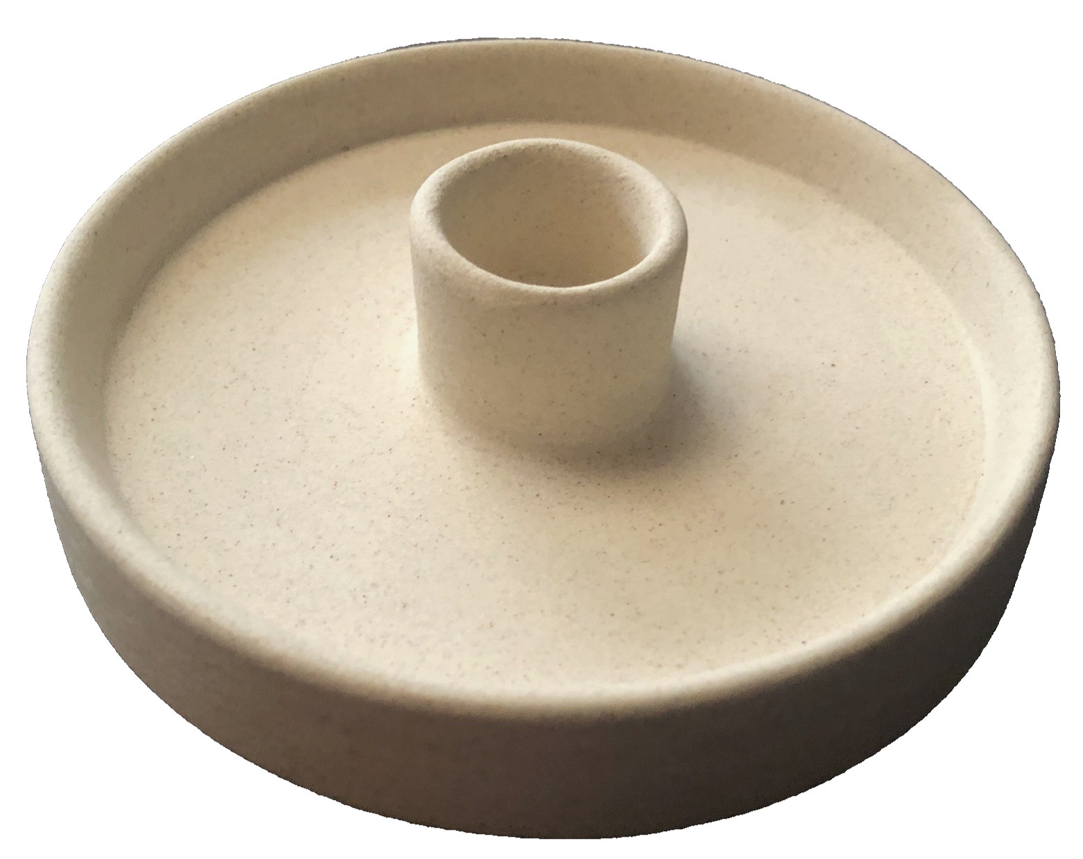 Ceramic Round Taper Candle Holder Beige Natural Unglazed Goodies Spackled New gallery