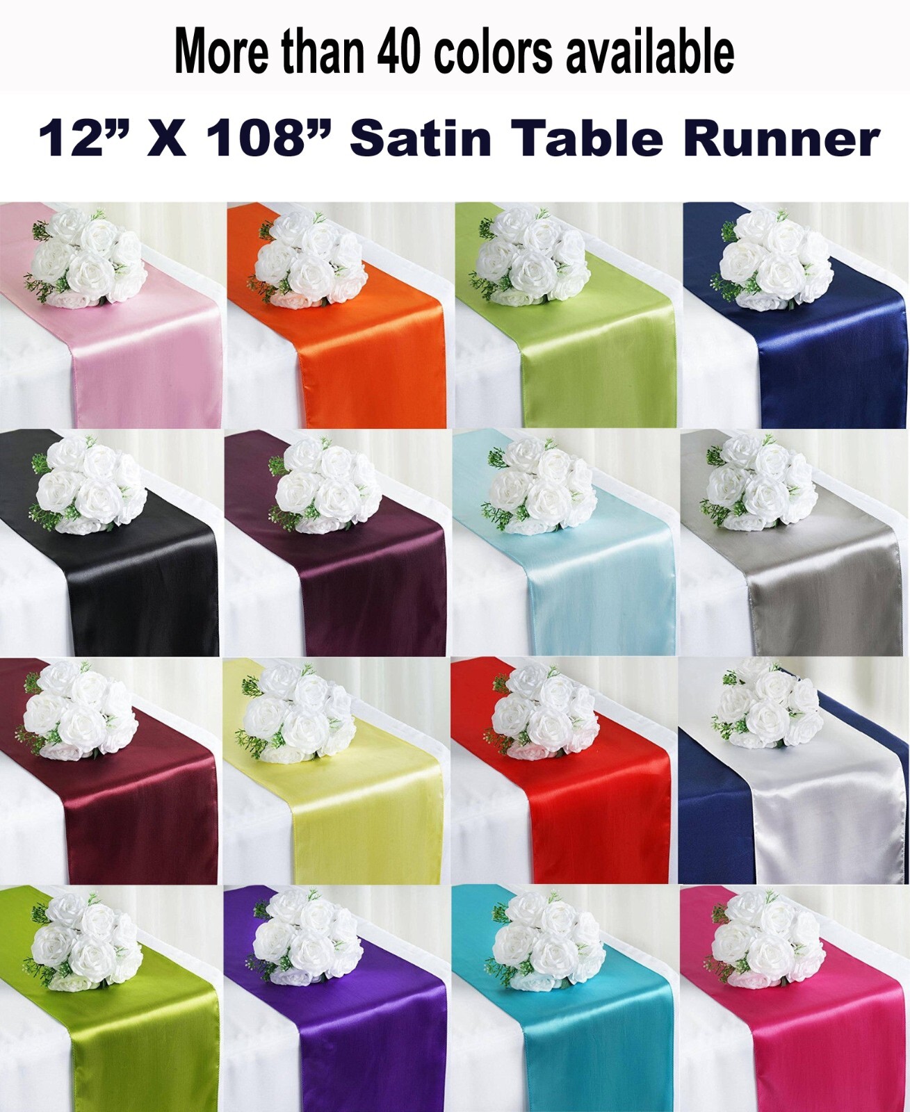 10 Satin Table Runner Wedding Party Banquet Decoration (12"X108") FREE SHIPPING gallery