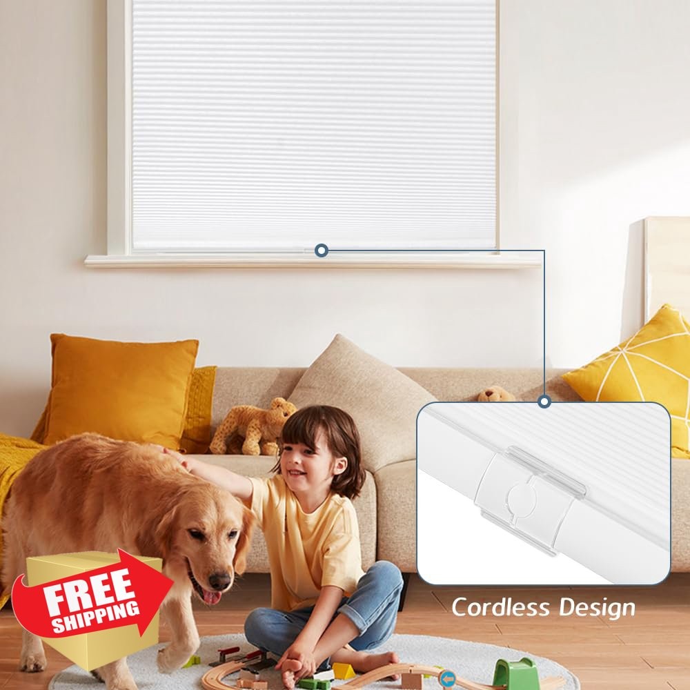SEEYE White Light Filtering Cordless Cellular Shades 46"W x 64"H gallery