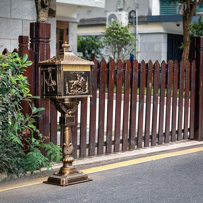 Cast Iron Mailbox Vintage Locking Postal Box Heavy Duty Rustproof Outdoor gallery
