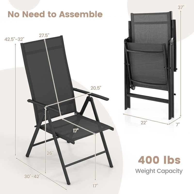 2 Pack Folding Patio Chairs, High Back Outdoor Chairs with 7-Level Adjustable Hi gallery