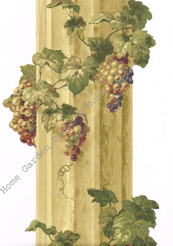 Architectural Tuscan Golden Column Grape Vine Sculptured Mural Wallpaper Border gallery