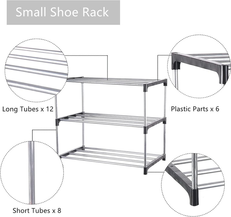 Small Shoe Rack, Narrow Stackable Shoe Shelf Organizer for Entryway, Doorway and gallery