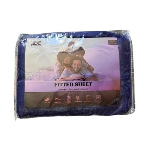 LDC Lux Decor Collection Queen Fitted Sheet Royal Blue Deep Pocket 16" Soft NEW gallery