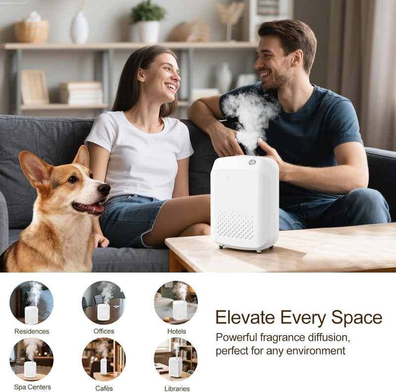 Waterless Essential Oil Diffuser, 2500 Sq.Ft Coverage, Bluetooth App Control, No gallery